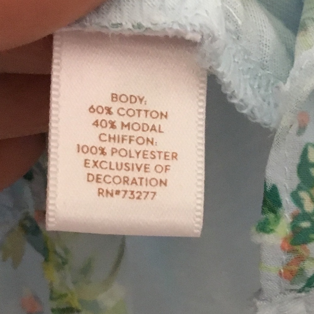 Lauren Conrad Light Blue Floral Print Flutter Sleeve Blouse~Size XXL - Picture 4 of 7